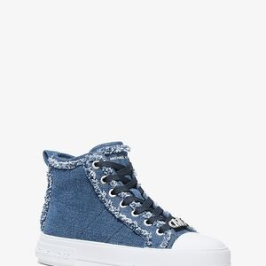 MICHAEL Michael Kors Evy Frayed Denim High-Top Sneaker Size 7